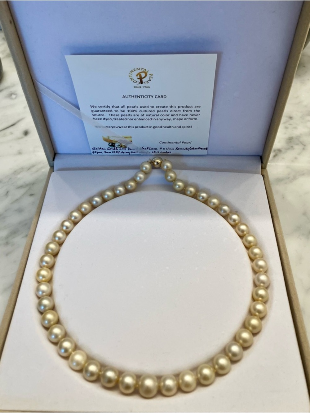 Authentic Natural Golden South Sea Pearl Necklace